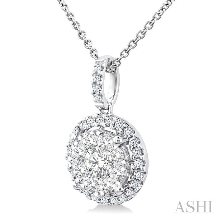 1 Ctw Lovebright Round Cut Diamond Pendant in 14K White Gold with Chain