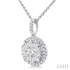 1 Ctw Lovebright Round Cut Diamond Pendant in 14K White Gold with Chain