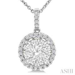 1 Ctw Lovebright Round Cut Diamond Pendant in 14K White Gold with Chain