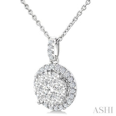 3/4 Ctw Lovebright Round Cut Diamond Pendant in 14K White Gold with Chain