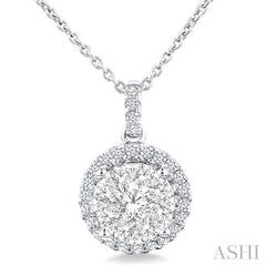 3/4 Ctw Lovebright Round Cut Diamond Pendant in 14K White Gold with Chain