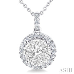 3/4 Ctw Lovebright Round Cut Diamond Pendant in 14K White Gold with Chain