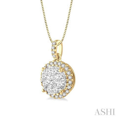 1/2 Ctw Lovebright Round Cut Diamond Pendant in 14K Yellow and White Gold with Chain