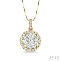 1/2 Ctw Lovebright Round Cut Diamond Pendant in 14K Yellow and White Gold with Chain