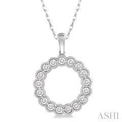 1/8 Ctw Circular Lattice Halo Round Cut Diamond Fashion Pendant in 10K White Gold with chain