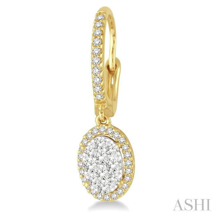 5/8 Ctw Oval Shape Diamond Lovebright Earrings in 14K Yellow and White Gold