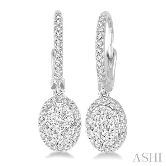 3/8 Ctw Oval Shape Diamond Lovebright Earrings in 14K White Gold