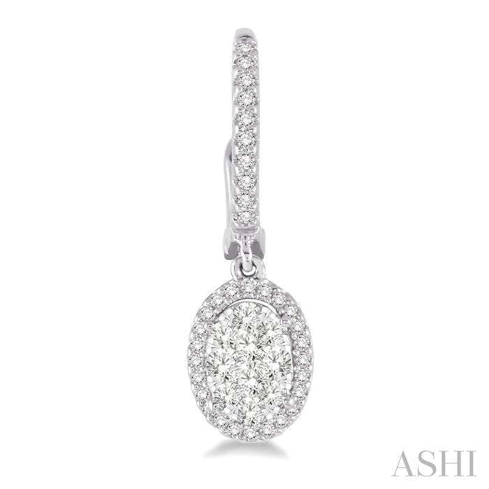 3/8 Ctw Oval Shape Diamond Lovebright Earrings in 14K White Gold