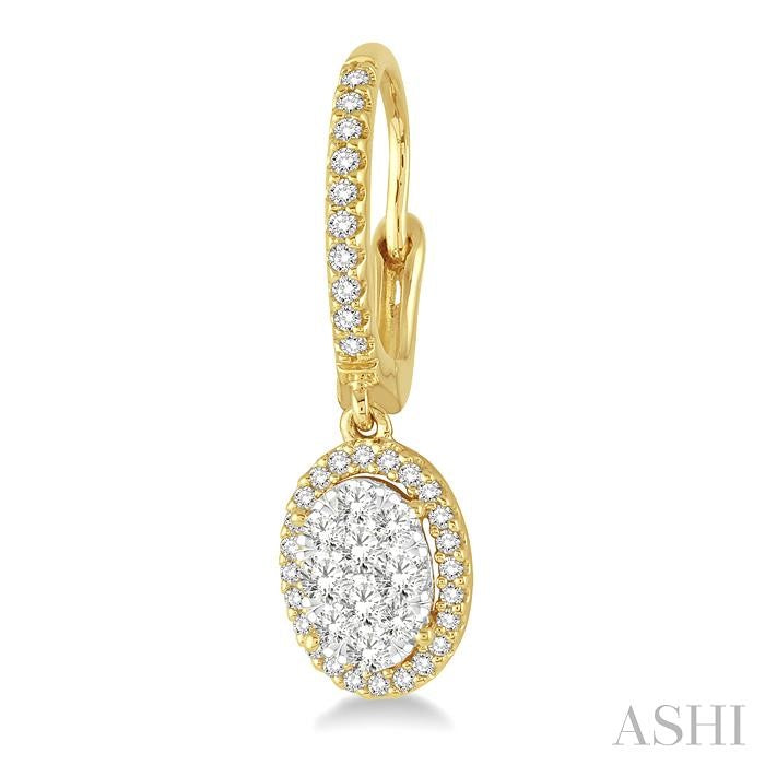 3/8 Ctw Oval Shape Diamond Lovebright Earrings in 14K Yellow and White Gold