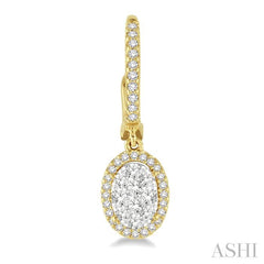 3/8 Ctw Oval Shape Diamond Lovebright Earrings in 14K Yellow and White Gold