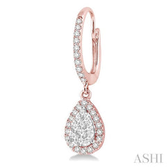 3/8 Ctw Pear Shape Diamond Lovebright Earrings in 14K Rose and White Gold