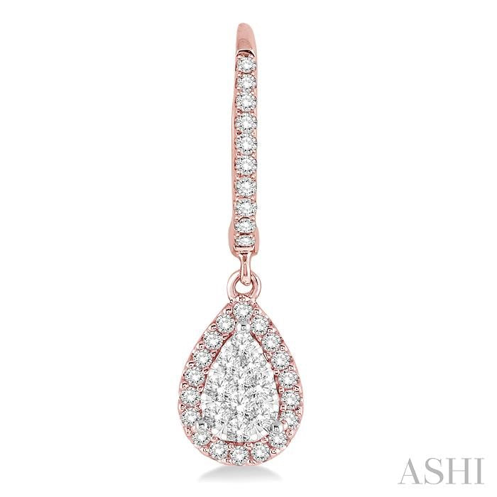 3/8 Ctw Pear Shape Diamond Lovebright Earrings in 14K Rose and White Gold