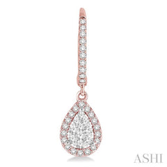 3/8 Ctw Pear Shape Diamond Lovebright Earrings in 14K Rose and White Gold