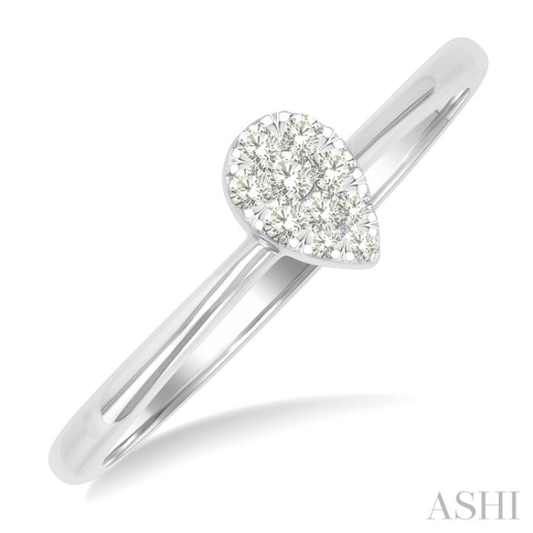 1/10 Ctw Lovebright Petite Pear Shape Round Cut Diamond Fashion Ring in 10K Yellow and White Gold