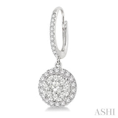 3/4 Ctw Round Cut Diamond Lovebright Earrings in 14K White Gold