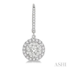 3/4 Ctw Round Cut Diamond Lovebright Earrings in 14K White Gold