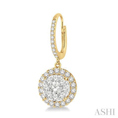 3/4 Ctw Round Cut Diamond Lovebright Earrings in 14K Yellow and White Gold