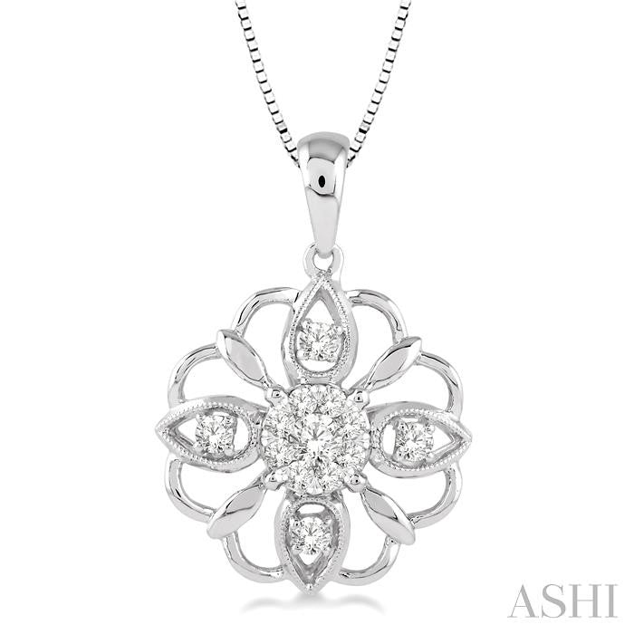1/3 Ctw Diamond Lovebright Pendant in 14K White Gold with Chain
