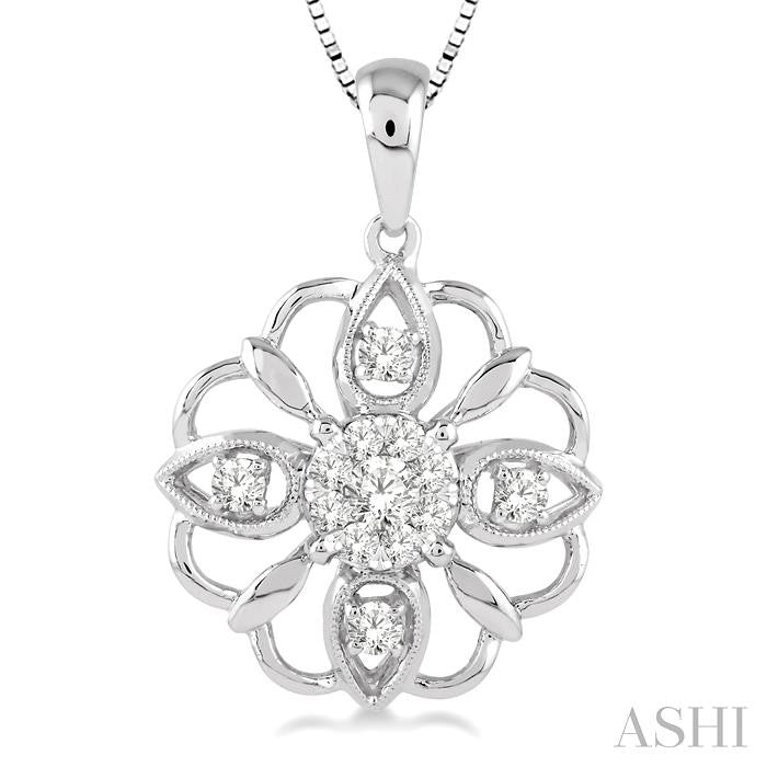 1/3 Ctw Diamond Lovebright Pendant in 14K White Gold with Chain