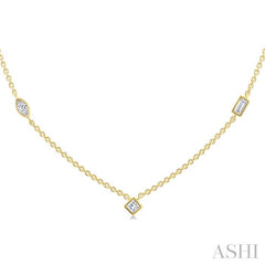 1/2 Ctw Bezel Set Mixed Cut Diamond Station Necklace in 14K Yellow Gold