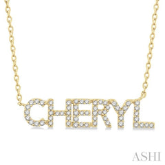 1/5 Ctw 'CHERYL' Script Name Round Cut Diamond Necklace in 10K Yellow Gold