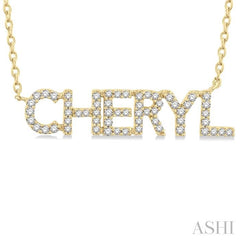 1/5 Ctw 'CHERYL' Script Name Round Cut Diamond Necklace in 10K Yellow Gold