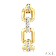 1/10 Ctw Bold Open Window Octagonal Shaped Round Cut Diamond Fashion Hoop Earring in 10K Yellow Gold