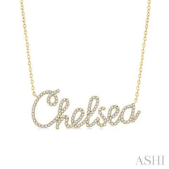 1/3 Ctw 'Chelsea' Script Name Round Cut Diamond Necklace in 10K Yellow Gold