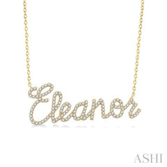 1/3 Ctw 'Eleanor' Script Name Round Cut Diamond Necklace in 10K Yellow Gold