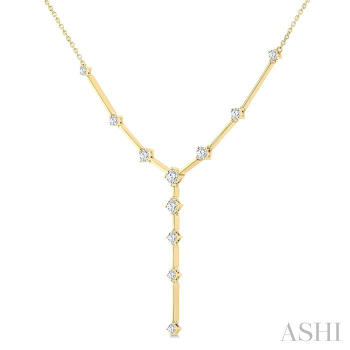 1 Ctw Round Cut Diamond Y-Shape Bar Link Fashion Necklace in 14K Yellow Gold