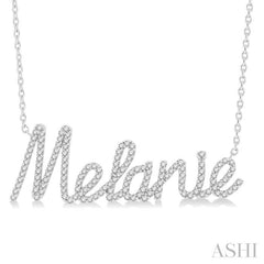 1/3 Ctw 'Melanie' Script Name Round Cut Diamond Necklace in 10K White Gold