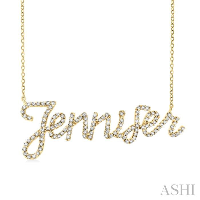1/3 Ctw 'Jennifer' Script Name Round Cut Diamond Necklace in 10K Yellow Gold