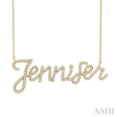 1/3 Ctw 'Jennifer' Script Name Round Cut Diamond Necklace in 10K Yellow Gold