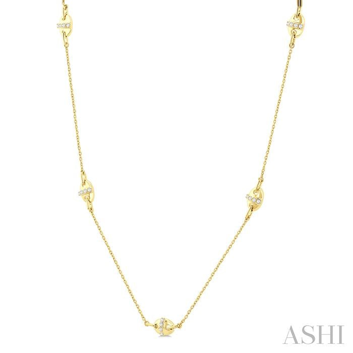 1/6 Ctw Mariner Link Round Cut Diamond Necklace in 14K Yellow Gold