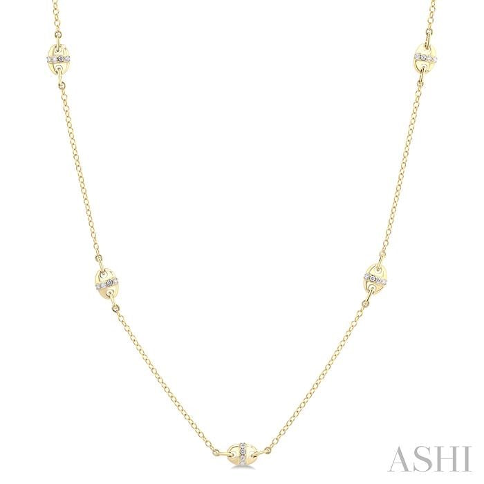 1/6 Ctw Mariner Link Round Cut Diamond Necklace in 14K Yellow Gold