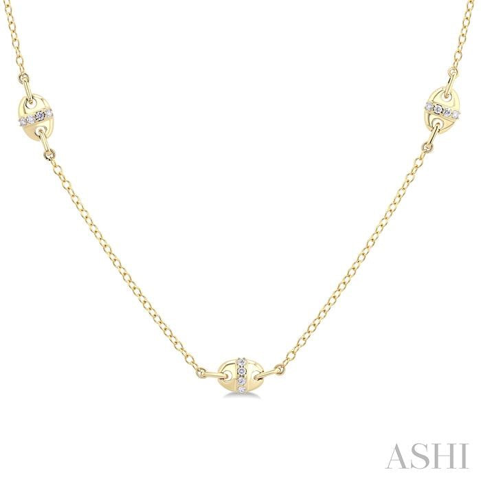 1/6 Ctw Mariner Link Round Cut Diamond Necklace in 14K Yellow Gold