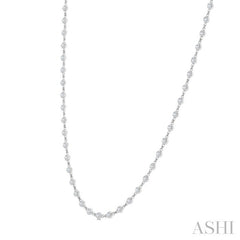 2 Ctw Bezel Set Round Cut Diamond Necklace in 14K White Gold