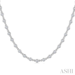 2 Ctw Bezel Set Round Cut Diamond Necklace in 14K White Gold