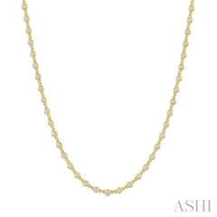 2 Ctw Bezel Set Round Cut Diamond Station Necklace in 14K Yellow Gold