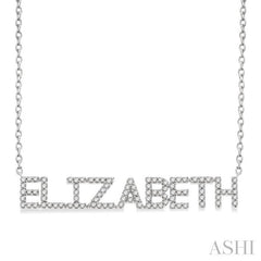 1/3 Ctw 'ELIZABETH' Block Name Round Cut Diamond Necklace in 10K White Gold