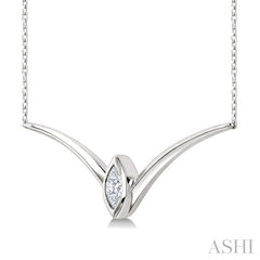 1/4 Ctw Chevron Bezel Marquise Cut Diamond Necklace in 14K White Gold