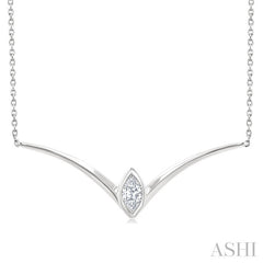 1/4 Ctw Chevron Bezel Marquise Cut Diamond Necklace in 14K White Gold
