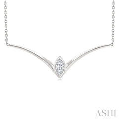 1/4 Ctw Chevron Bezel Marquise Cut Diamond Necklace in 14K White Gold