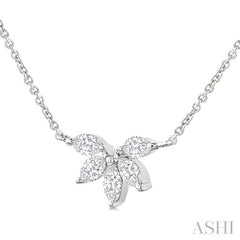 1/3 Ctw Semi-Circle Chevron Marquise Cut Diamond Fashion Necklace in 14K White Gold