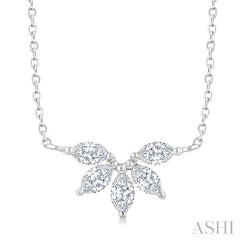 1/3 Ctw Semi-Circle Chevron Marquise Cut Diamond Fashion Necklace in 14K White Gold
