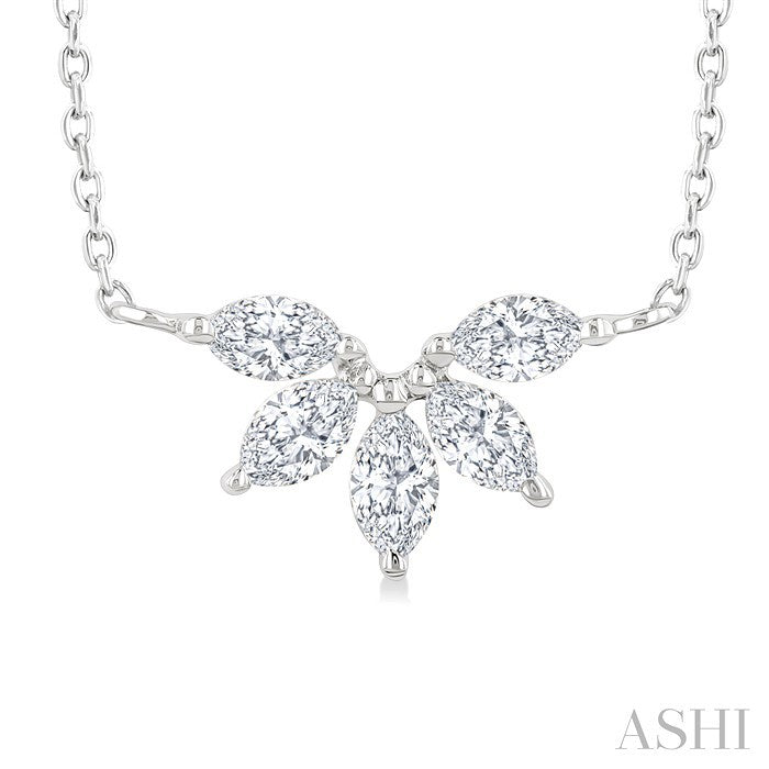 1/3 Ctw Semi-Circle Chevron Marquise Cut Diamond Fashion Necklace in 14K White Gold