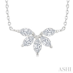 1/3 Ctw Semi-Circle Chevron Marquise Cut Diamond Fashion Necklace in 14K White Gold