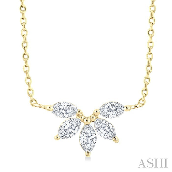 1/3 Ctw Semi-Circle Chevron Marquise Cut Diamond Fashion Necklace in 14K Yellow Gold