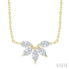 1/3 Ctw Semi-Circle Chevron Marquise Cut Diamond Fashion Necklace in 14K Yellow Gold