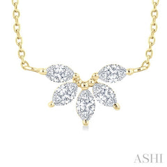 1/3 Ctw Semi-Circle Chevron Marquise Cut Diamond Fashion Necklace in 14K Yellow Gold